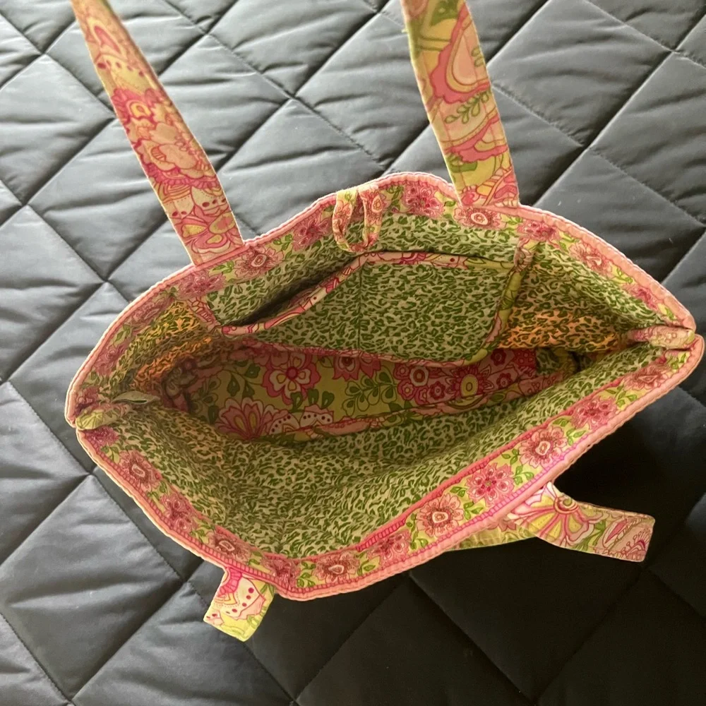 Vintage Vera Bradley pink and green small toggle tote bag - Picture 3 of 7